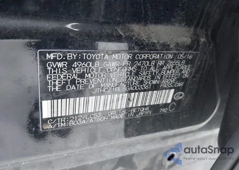 2016 Lexus Gs 350 из США, поврежденный, VIN JTHCZ1BL8GA003361